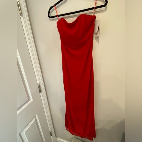 VTG Y2K Jessica McClintock for Gunne Sax Strapless Red Sparkly Dress Deadstock - Picture 4 of 10